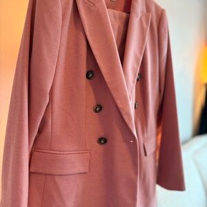 LOFT Mauve Double-Breasted Blazer and pants